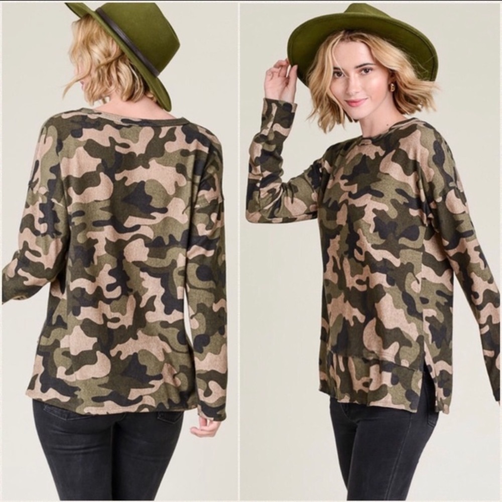 Camo long sleeve top - NWT
